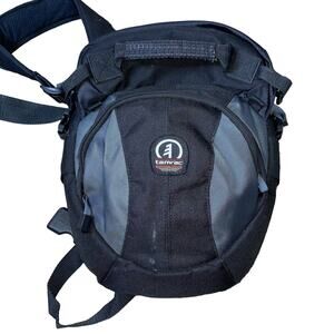 Tamrac Crossbody Camera Bag Black and Grey mid sized vinyl one shoulder strap